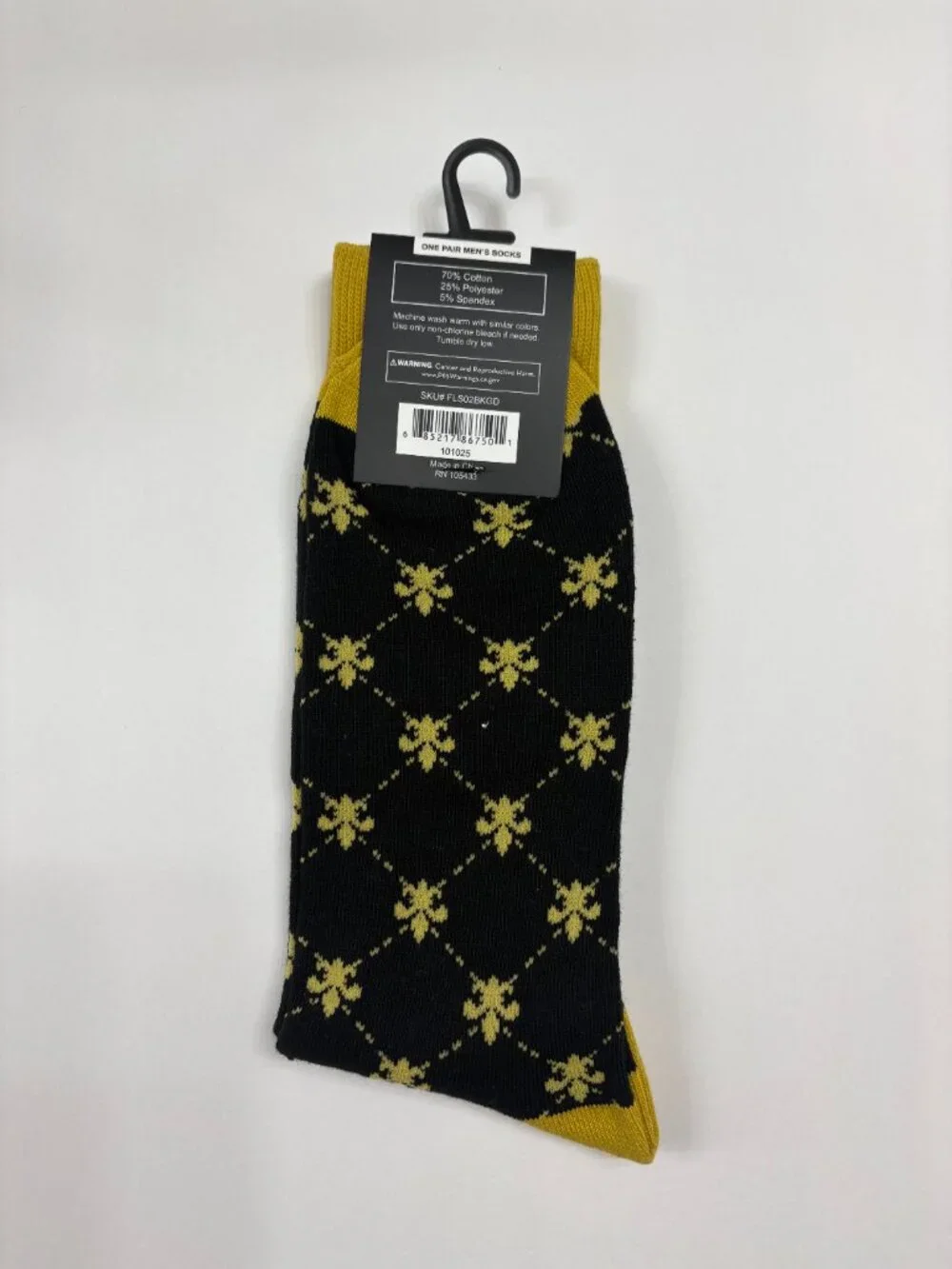 Men's Fleur-de-lis Socks - Black /Yellow/ Gold- Saints- NWT